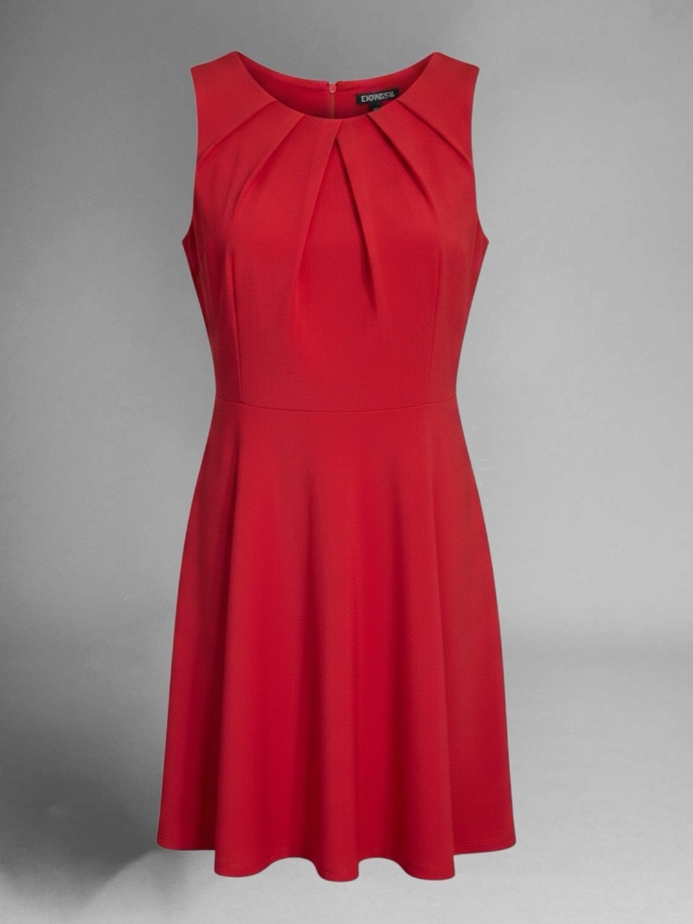 Express Red Sleeveless Pleated Neck A-Line Dress
